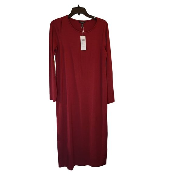 Eileen Fisher Deep Claret Midi Dress size Small, NWT - Picture 2 of 7